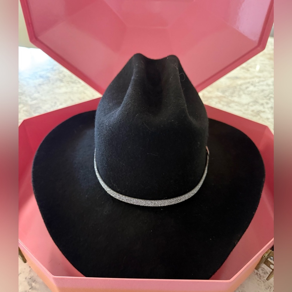 Black Felt Cowboy Hat with Silver Band
